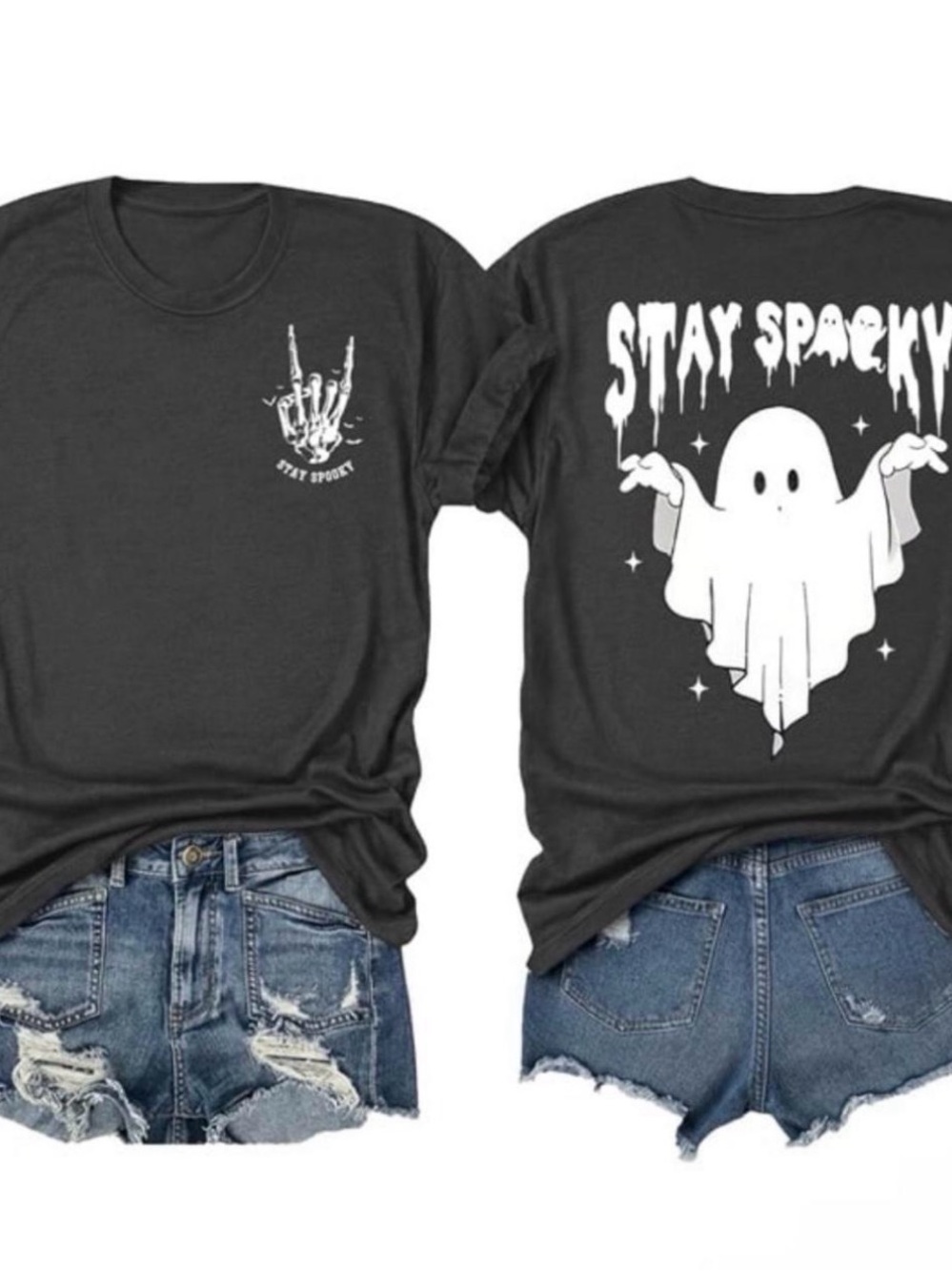 Stay Spooky Ghost Graphic Tee - Black